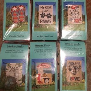 NEW set of (6) Decorative Garden Flags